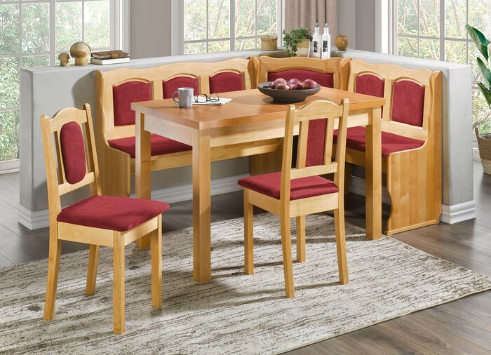 Bequeme Esszimmerm&ouml;bel mit angenehmem Stoffbezug NATUR-BORDEAUX