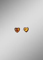 Herz-Ohrstecker mit Bernstein  