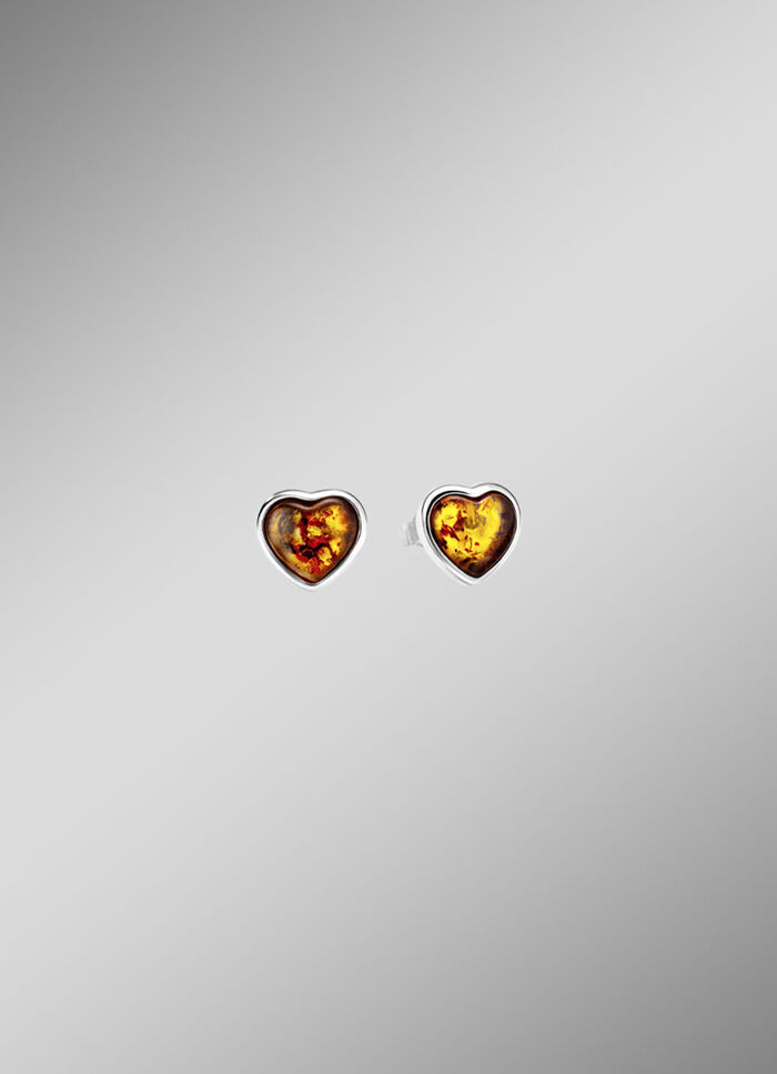 Herz-Ohrstecker mit Bernstein  