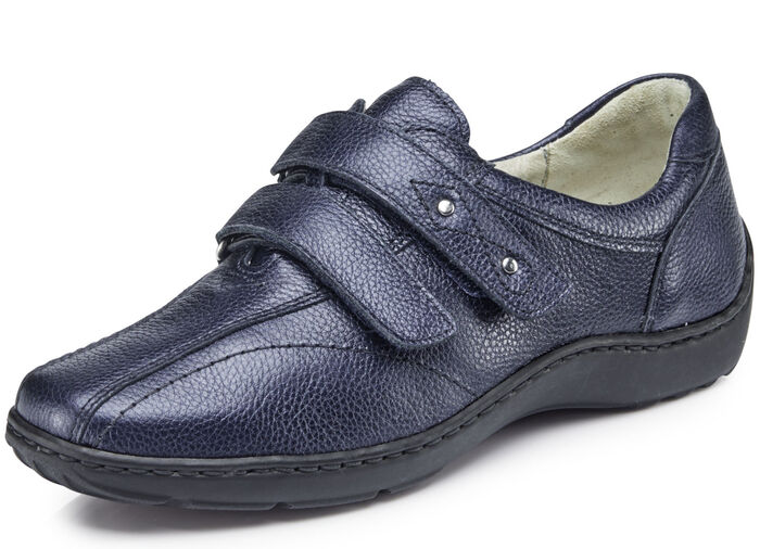 Waldl&auml;ufer, bequeme Damen-Slipper, Weite H, mit herausnehmbarem Fu&szlig;bett DUNKELBLAU