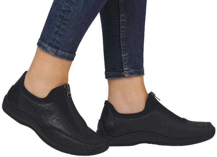 Rieker, klassische Damen-Slipper, mit Rei&szlig;verschluss SCHWARZ