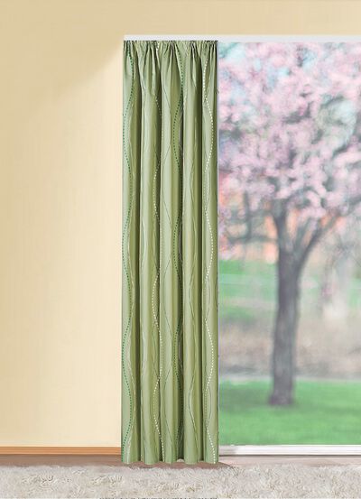 &Uuml;bergardine mit Wellen-Dessin und Universalschienenband 