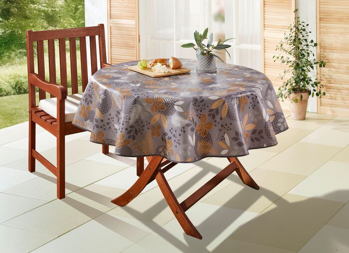 Wachstuch-Tischdecke mit Bl&auml;tter-Motiv 