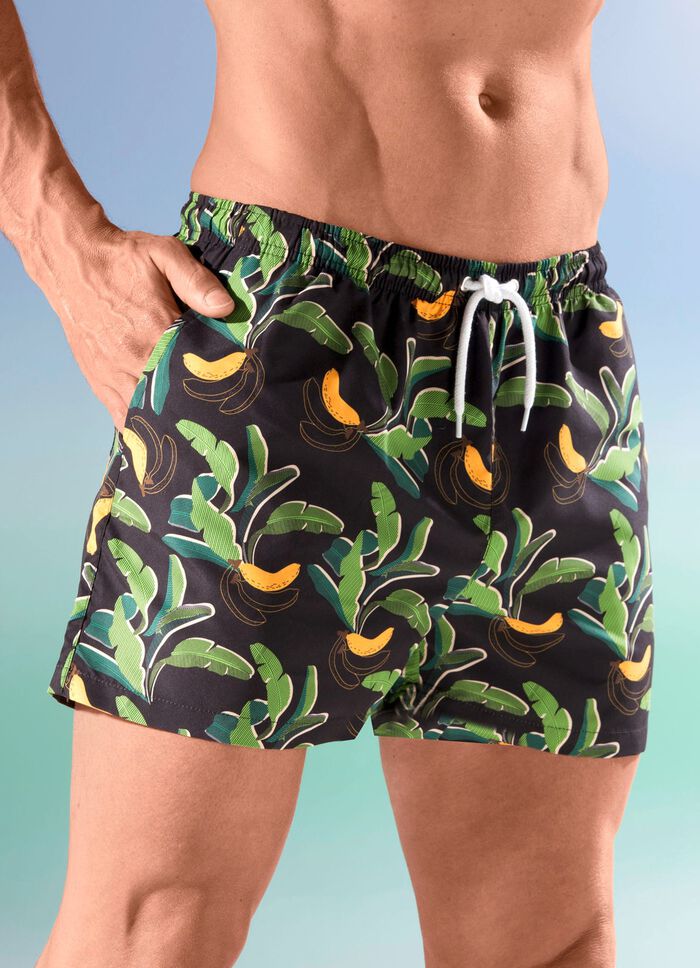Badeshorts, allover dessiniert, Microfaser 