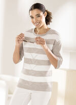 Pullover mit Streifendessin SANDBEIGE-ECRU