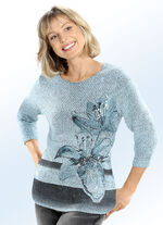 Pullover mit floralem Druck und mit Glitzereffekten 