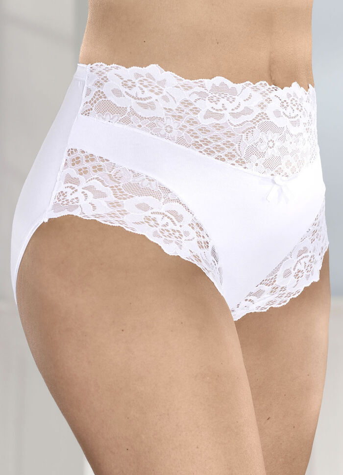 Laurina Viererpack Slips mit h&uuml;bscher Elastikspitze 