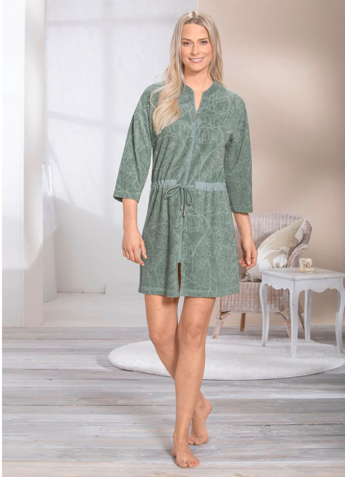 Hauskleid mit durchgehendem Rei&szlig;verschluss 