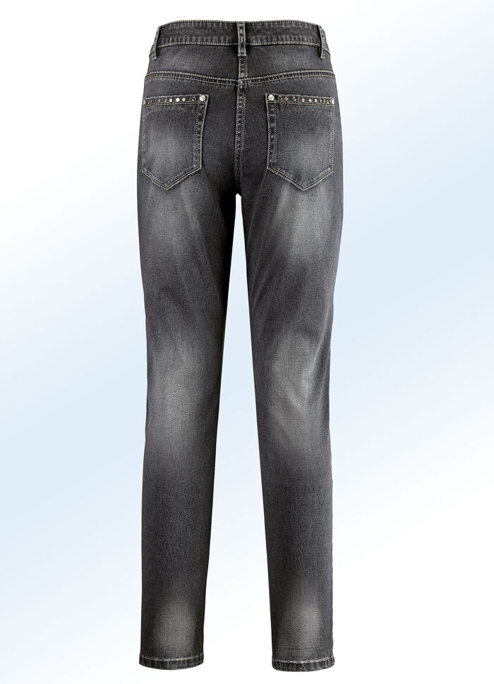 Jeans mit schönem Nietenbesatz SCHWARZ