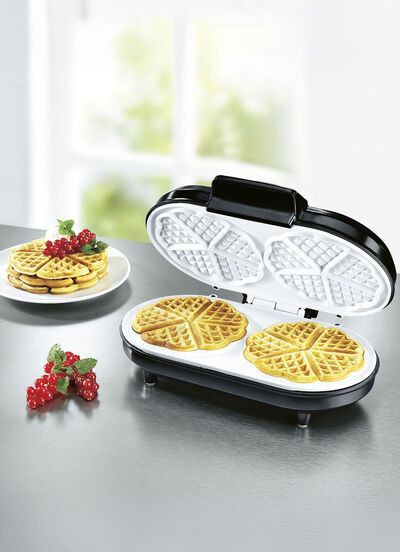 Doppel-Waffeleisen f&uuml;r 2 Waffeln auf einmal 