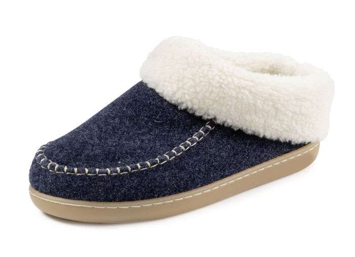 Laurina Hausschuh mit kuscheligem Plüschkragen MARINE