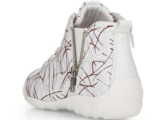 Remonte Schnür-Stiefelette aus effektvoll bedrucktem Nappaleder WEISS-ROT