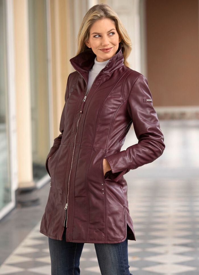 Lederkurzmantel von &bdquo;Cabrini&ldquo; BORDEAUX