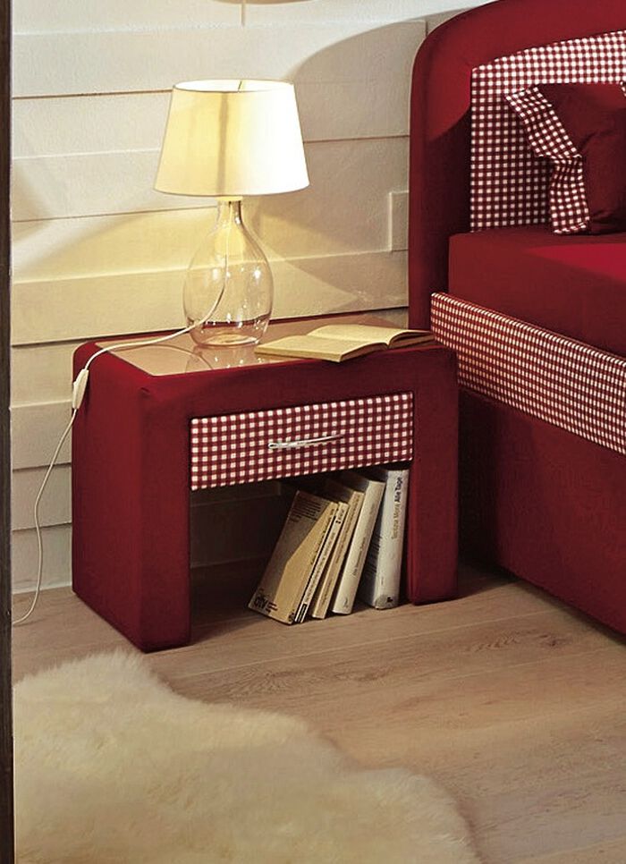 Nachttisch mit Glasplatte BORDEAUX