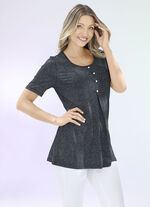 Longshirt mit dezentem Allover-Druck in 2 Farben SCHWARZ-SILBER