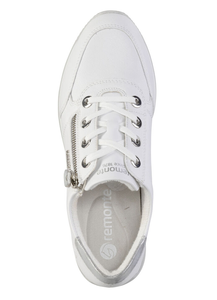 Remonte Schn&uuml;r-Sneaker mit silberfarben schimmerndem Kontrast-Besatz WEISS