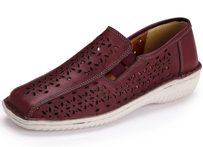 ELENA EDEN Slipper aus schattiertem Nappaleder BURGUND