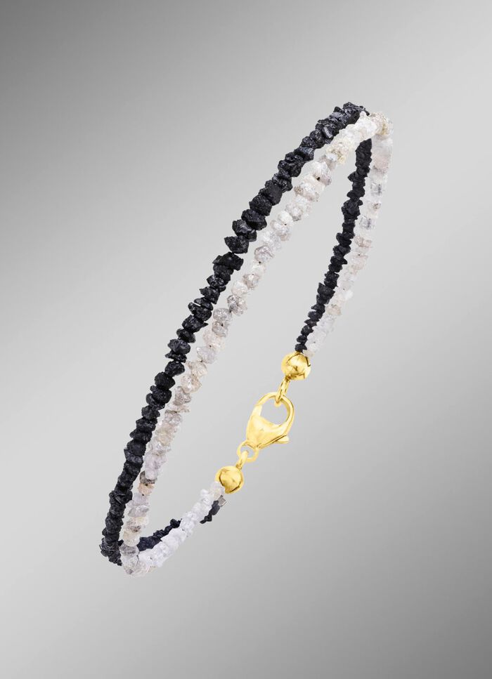 Raffiniertes Armband mit Roh-Diamanten in Hell- und Dunkelgrau 