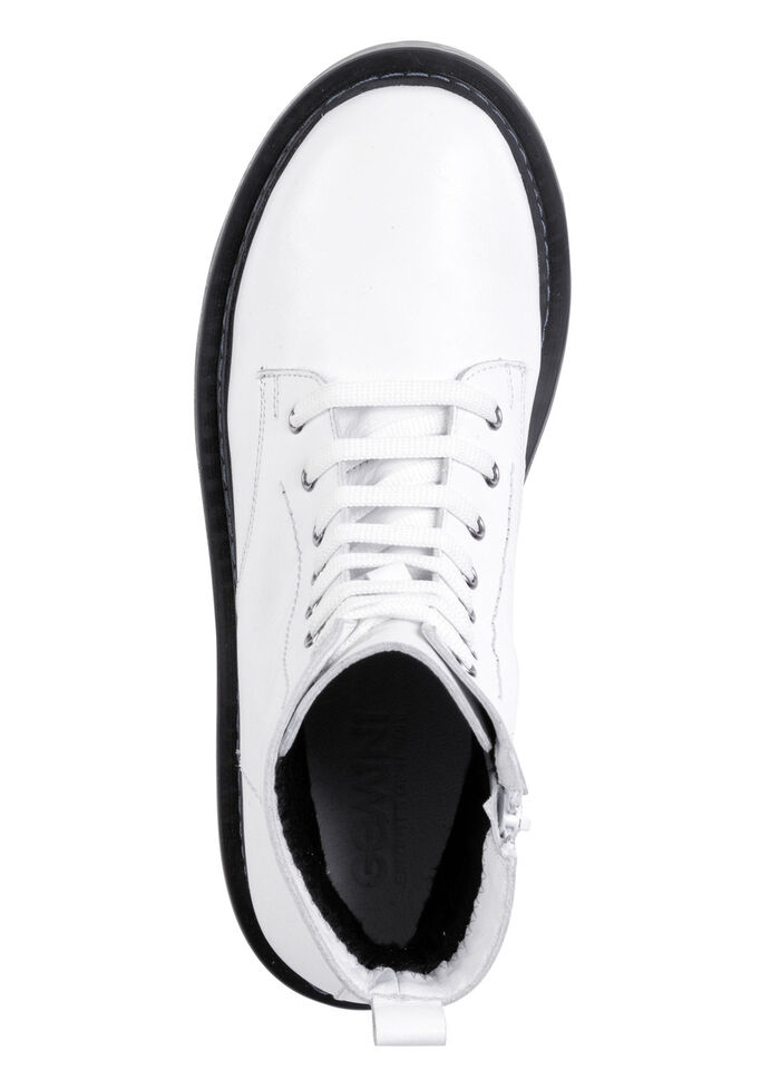 Gemini Schn&uuml;r-Stiefelette aus weichem Rind-Nappaleder WEISS