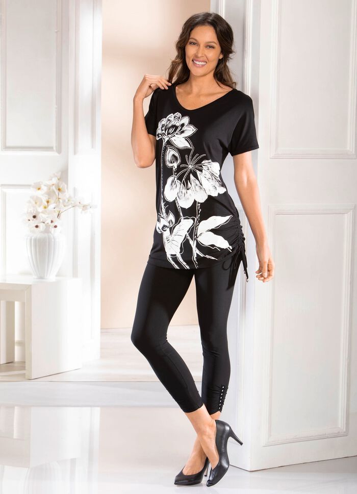 Longshirt mit Kontrastdruck 