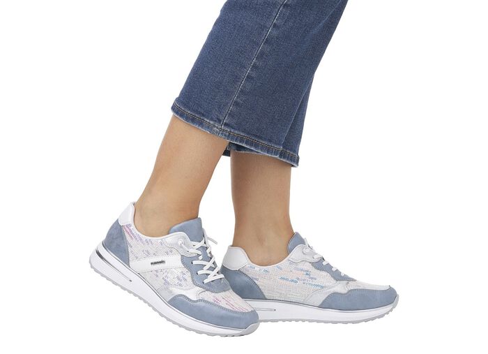 Sneaker mit schimmernden Pailletten BLEU-WEISS
