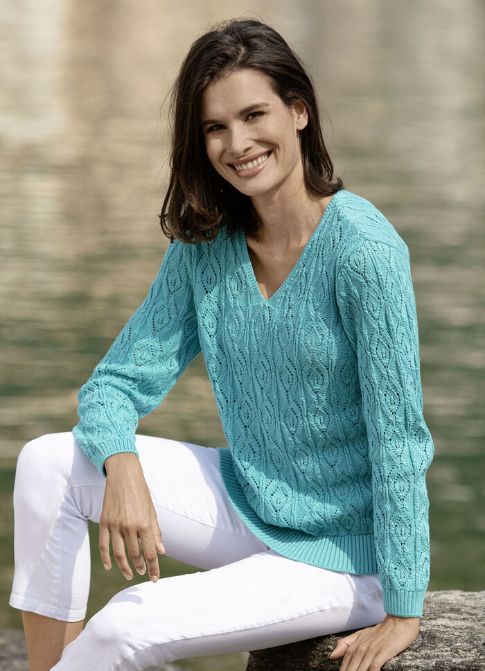 Pullover im Mustermix TÜRKIS