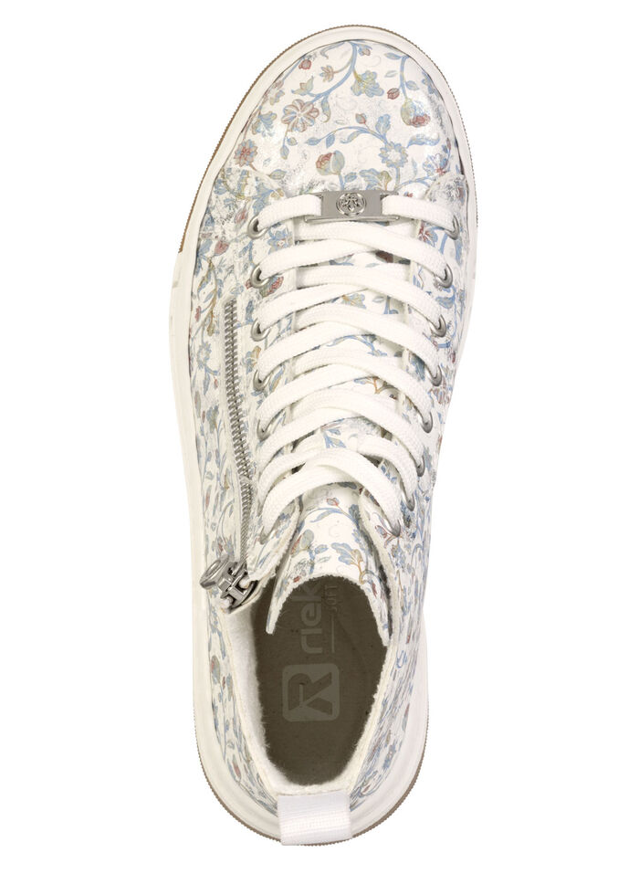 Rieker, modische Damen-Boots, Weite G, mit herausnehmbarem Fußbett WEISS-BUNT