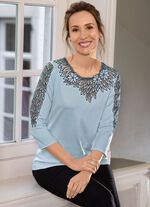 Shirt mit aufwendig best&uuml;cktem T&uuml;ll in 3 Farben 