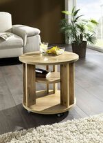 Couchtisch mit 2 Ablagefl&auml;chen und 4 Rollen EICHE