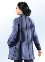 Long-Strickjacke in Swingerform RAUCHBLAU-SCHWARZ