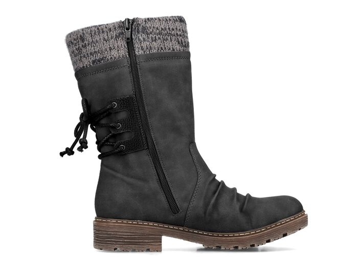 Rieker Stiefel in Knitteroptik SCHWARZ-GRAU