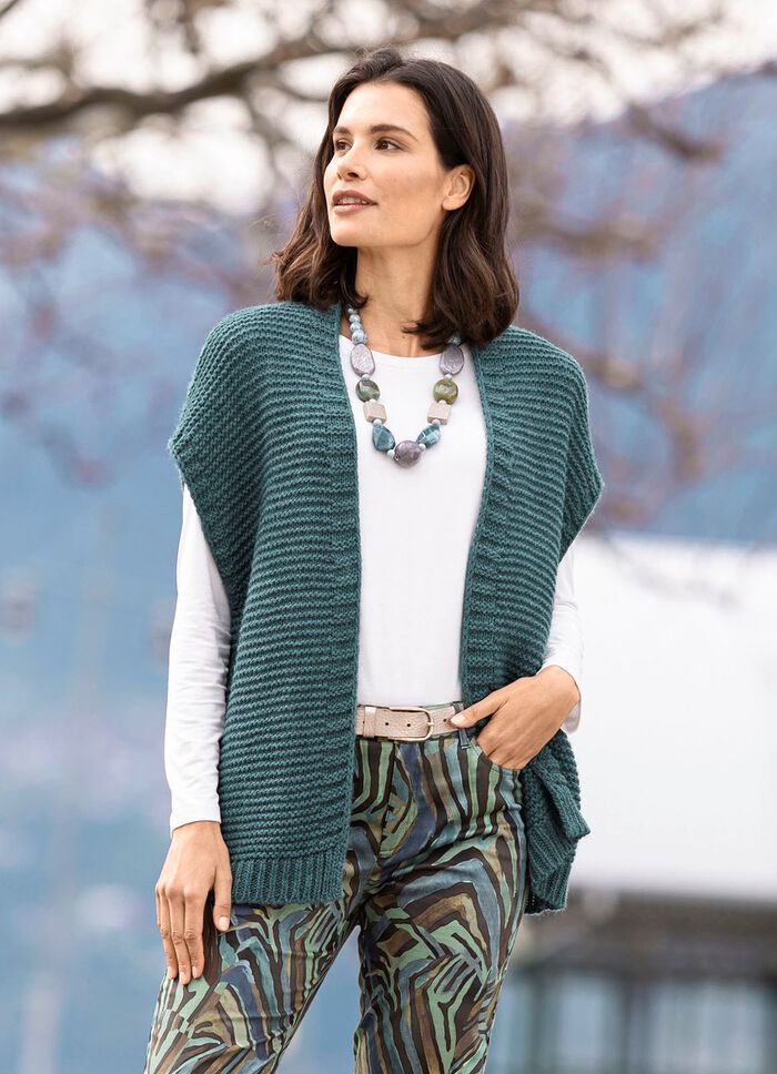 Strickweste mit Alpaka  DUNKELSALBEI MELIERT