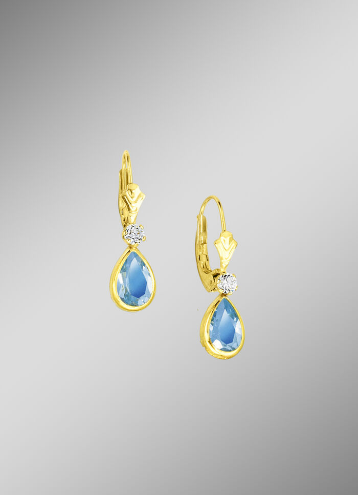 Ohrringe mit Blautopas und synth. Zirkonia 