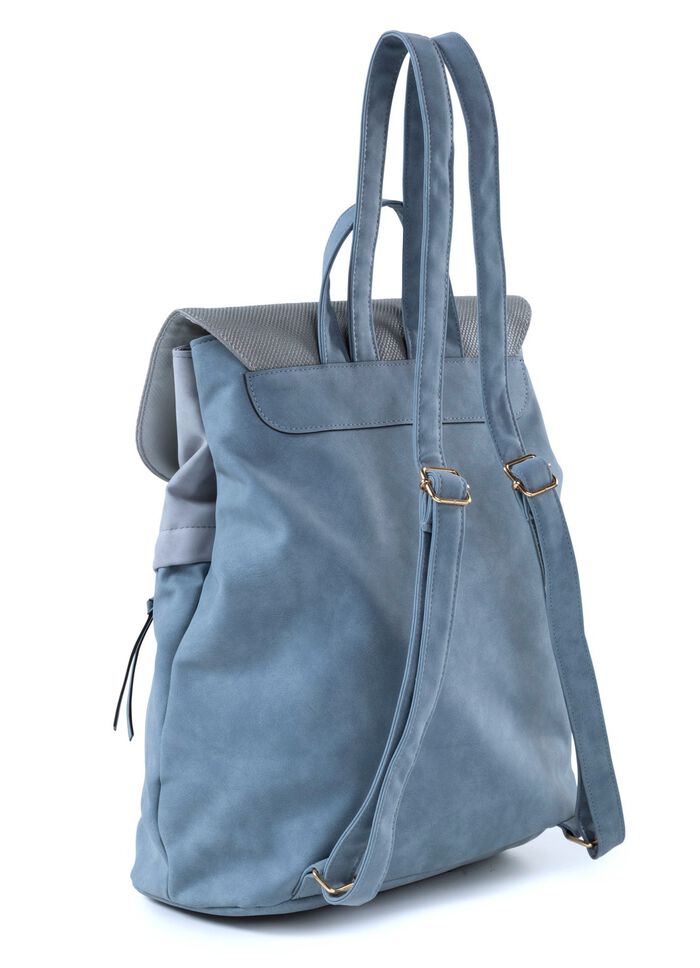 Rucksack mit &Uuml;berschlag und Drehschloss JEANS-GRAU