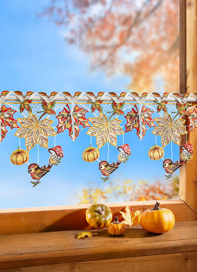 Stangendeko Herbstblätter aus echter Plauener Spitze 