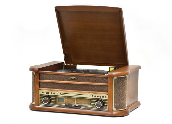 Nostalgie-Stereoanlage im Echtholzgeh&auml;use eiche rustikal 