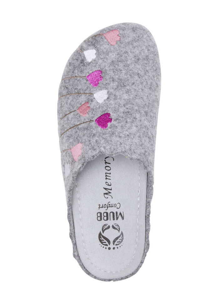 Mubb, klassische Damen-Hausschuhe, Weite H, mit anatomisch geformtem Fußbett GRAU