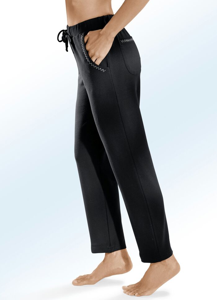 Hose mit dekorativer Nietenzier in 5 Farben SCHWARZ