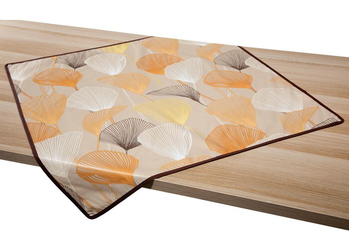 Wachstuch-Tischdecke mit farblich angepasstem Paspelband TERRA