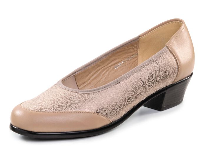 ELENA EDEN, elegante Damen-Pumps, Weite H, mit Gummizug BEIGE