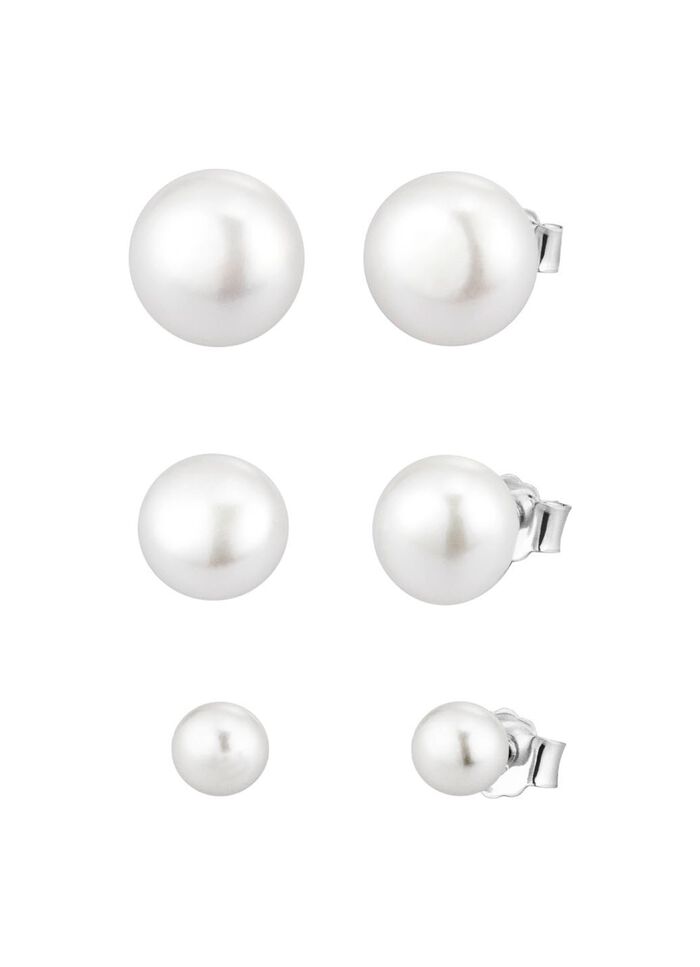 Tolles Ohrstecker-Set mit S&uuml;&szlig;wasser-Zuchtperlen, 3 Paar 