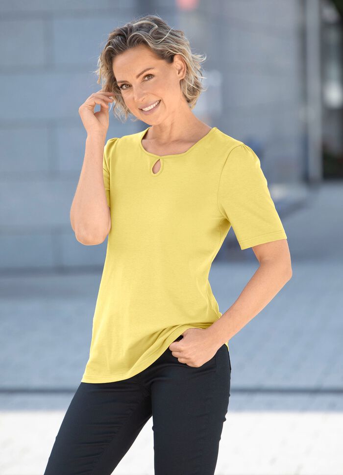 Shirt mit dekorativem Halsausschnitt in 3 Farben 