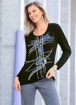 Shirt mit Glimmer- und Pl&auml;ttchenzier in 2 Farben SCHWARZ