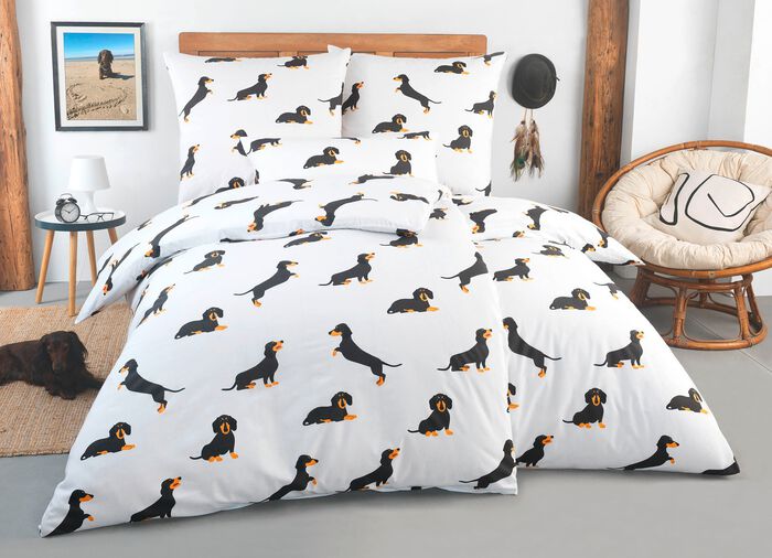 Beidseitig bedruckte Bettwäsche-Garnitur 