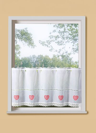 Kurzstore mit Macram&eacute;-Abschluss und Stangendurchzug 