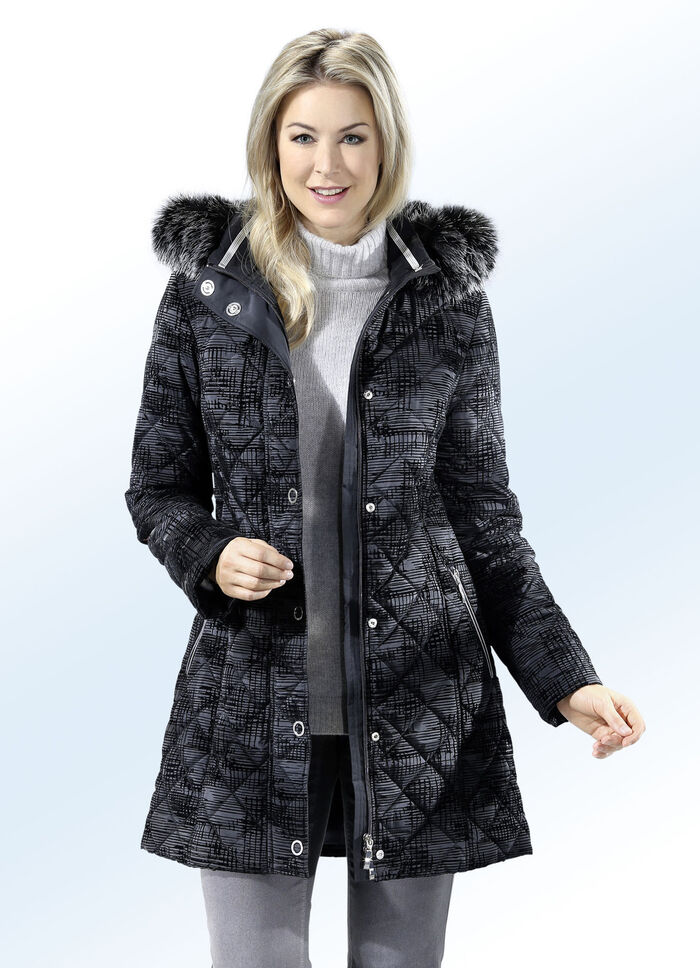 Longjacke mit abnehmbarer Kapuze