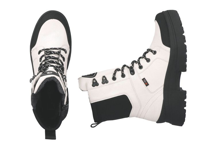 Rieker Stiefelette aus Nappaleder CREMEWEISS-SCHWARZ