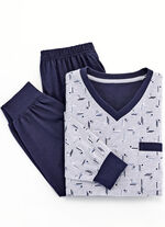 Zweierpack Schlafanz&uuml;ge mit V-Ausschnitt und B&uuml;ndchenabschl&uuml;ssen  