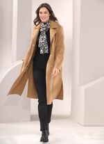 Mantel mit G&uuml;rtel und verdeckter Druckerleiste 