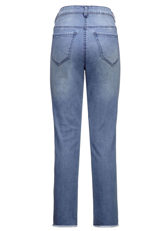 Edel-Jeans mit tollen Glitzersteinchen und Fransensaum HELLBLAU